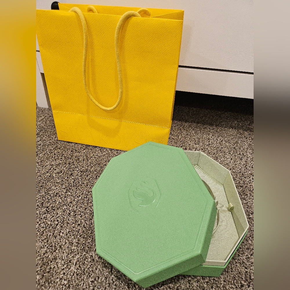 NEW Swarovski Yellow Gift Bag And Empty Green Box - Picture 2 of 7